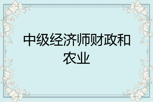中级经济师财政和农业