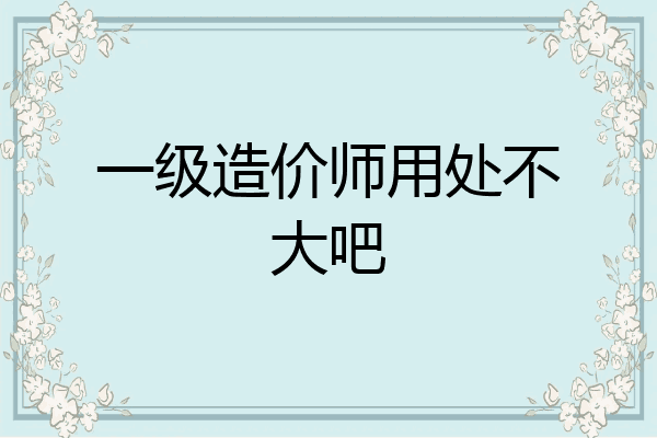 一级造价师用处不大吧