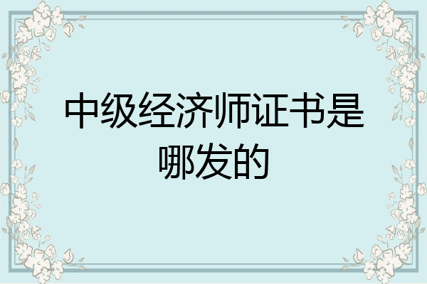 中级经济师证书是哪发的