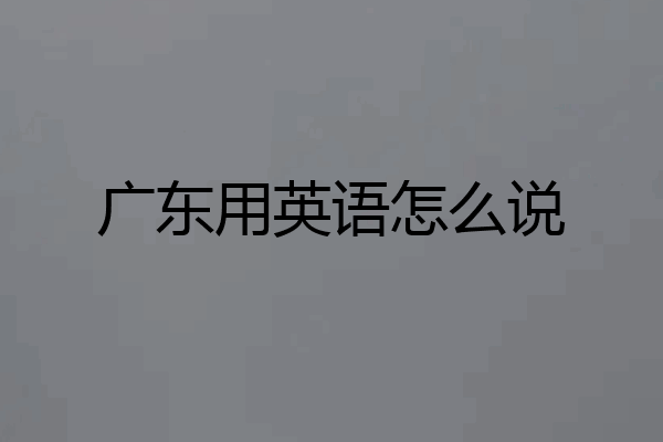 广东用英语怎么说