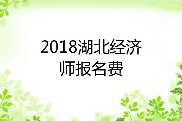 2018湖北经济师报名费