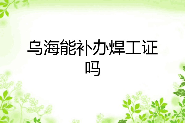 乌海能补办焊工证吗