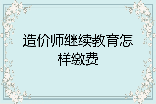 造价师继续教育怎样缴费