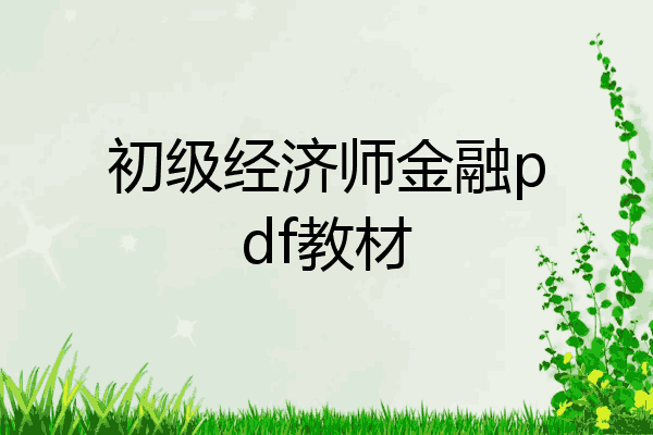 初级经济师金融pdf教材