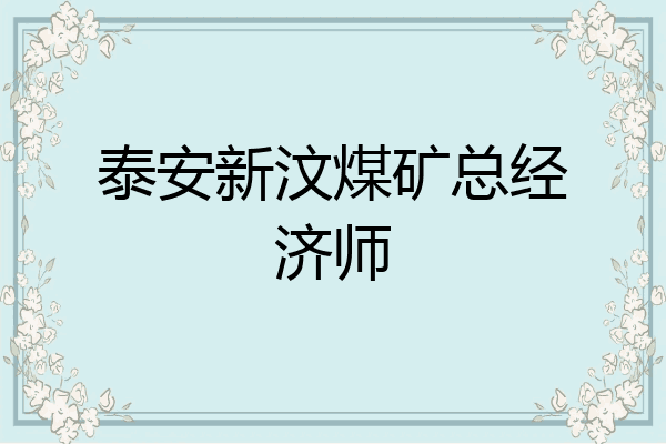 泰安新汶煤矿总经济师