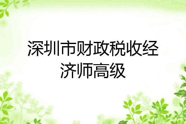 深圳市财政税收经济师高级