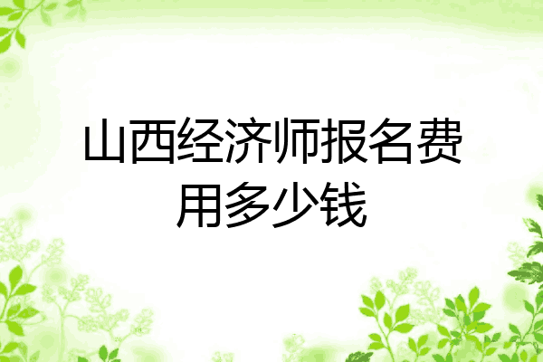 山西经济师报名费用多少钱