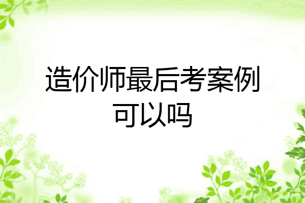造价师最后考案例可以吗