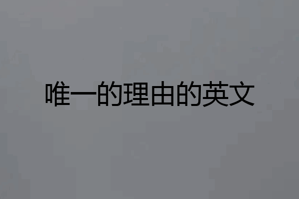 唯一的理由的英文