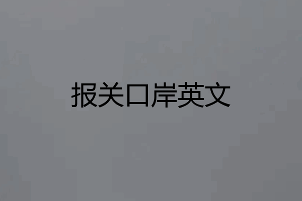 报关口岸英文