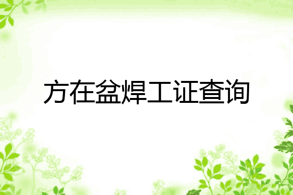 方在盆焊工证查询