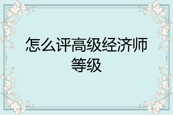 怎么评高级经济师等级