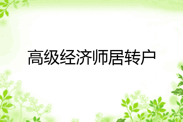 高级经济师居转户