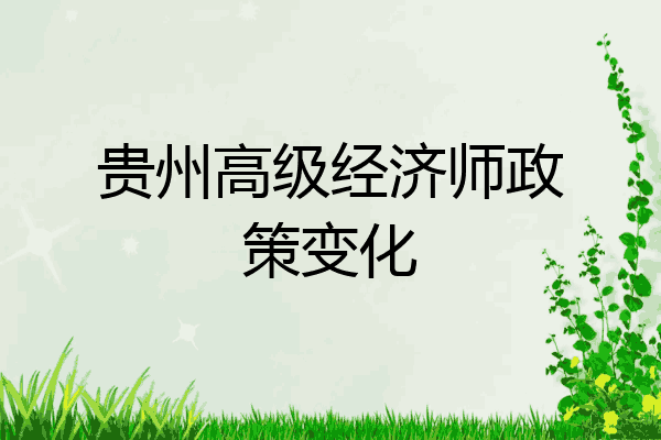 贵州高级经济师政策变化