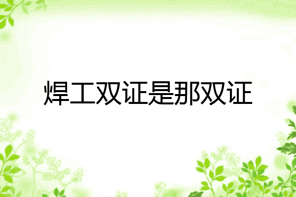 焊工双证是那双证