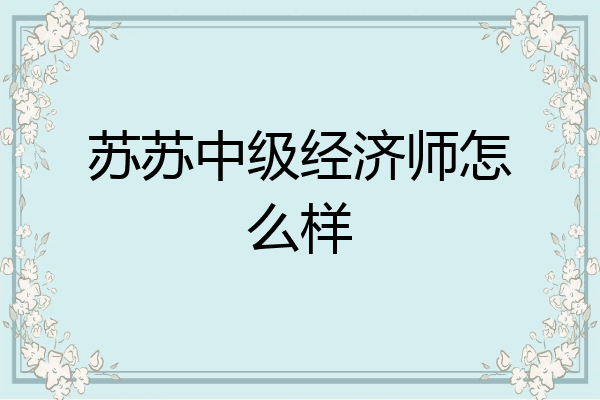 苏苏中级经济师怎么样