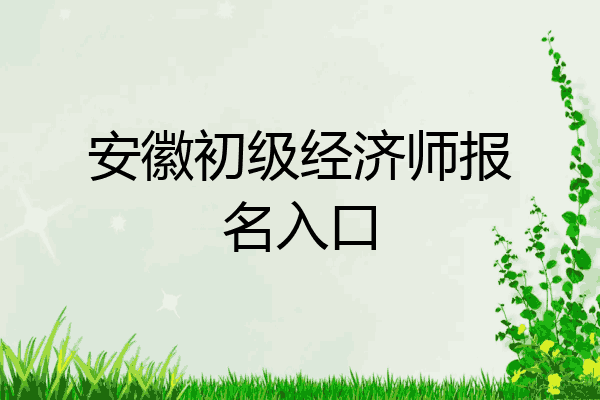 安徽初级经济师报名入口