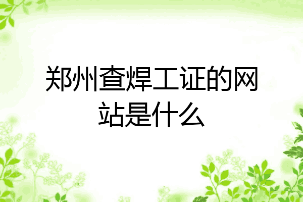 郑州查焊工证的网站是什么