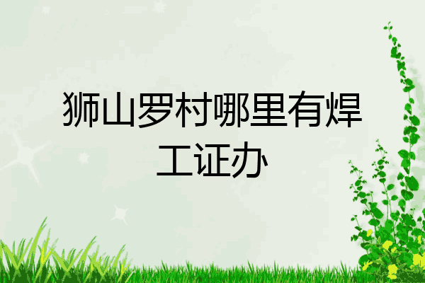 狮山罗村哪里有焊工证办