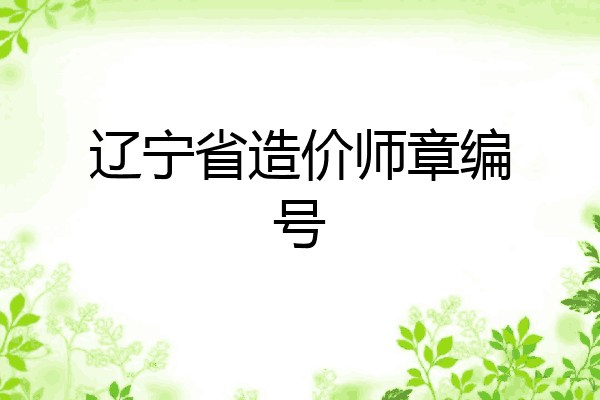 辽宁省造价师章编号