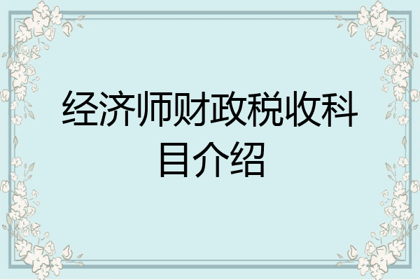 经济师财政税收科目介绍