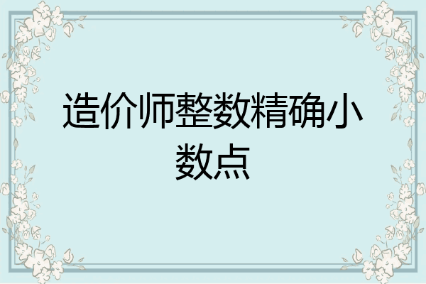 造价师整数精确小数点