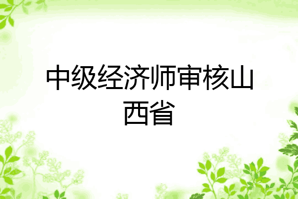 中级经济师审核山西省