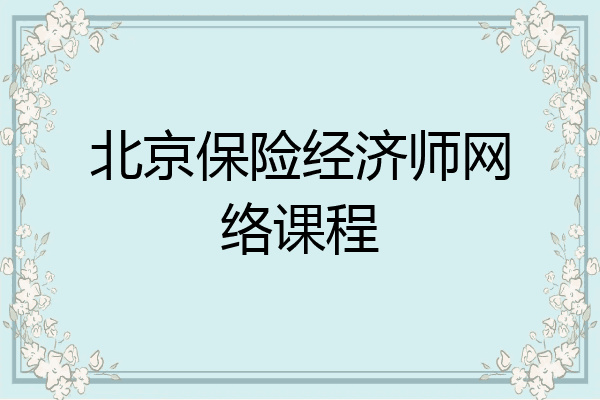 北京保险经济师网络课程