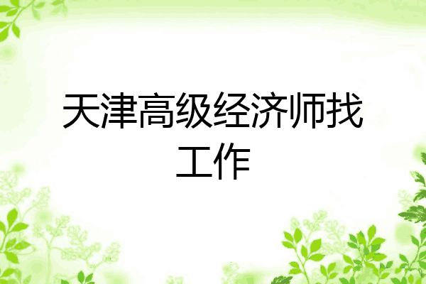 天津高级经济师找工作