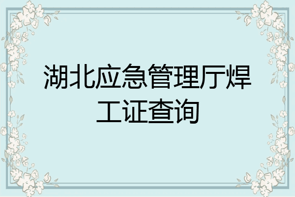 湖北应急管理厅焊工证查询