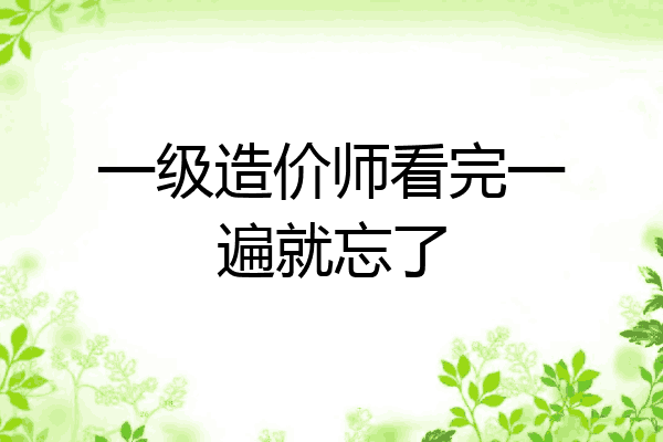 一级造价师看完一遍就忘了
