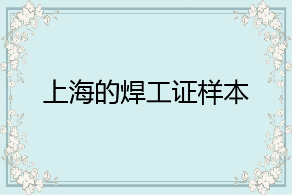 上海的焊工证样本