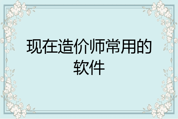 现在造价师常用的软件