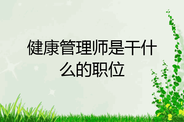 健康管理师是干什么的职位