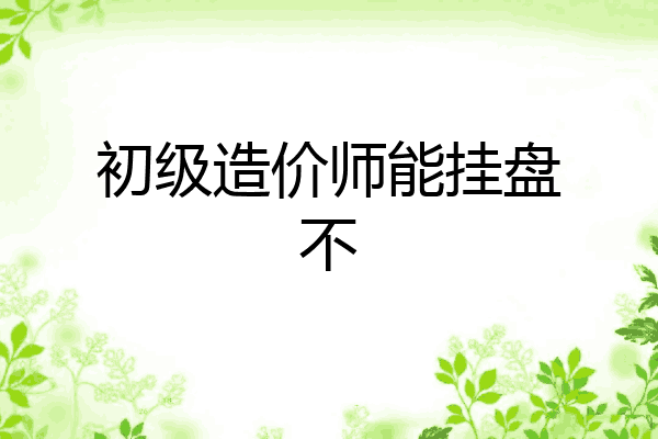 初级造价师能挂盘不