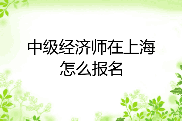 中级经济师在上海怎么报名