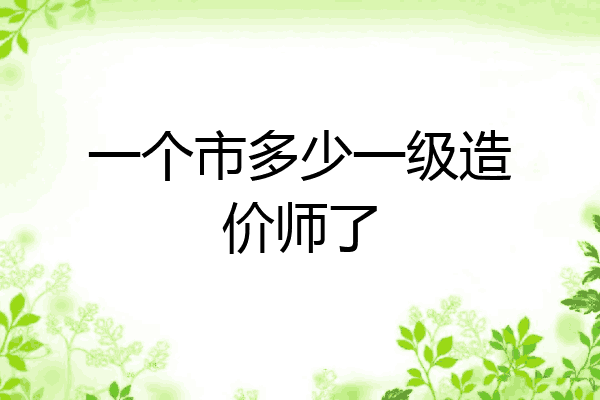 一个市多少一级造价师了