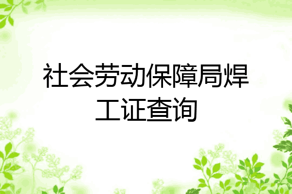 社会劳动保障局焊工证查询