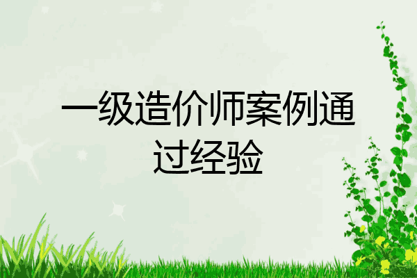 一级造价师案例通过经验