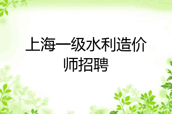 上海一级水利造价师招聘