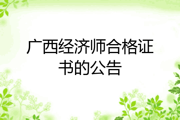 广西经济师合格证书的公告