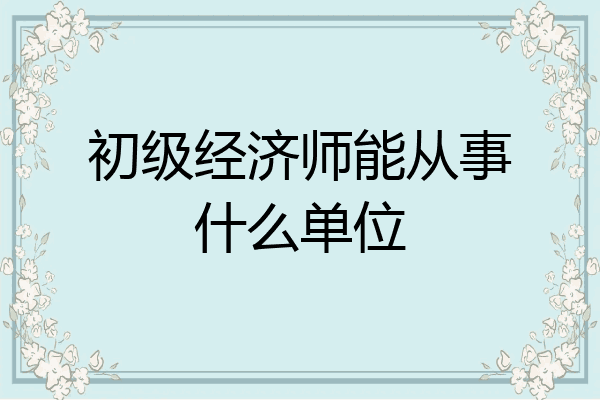 初级经济师能从事什么单位