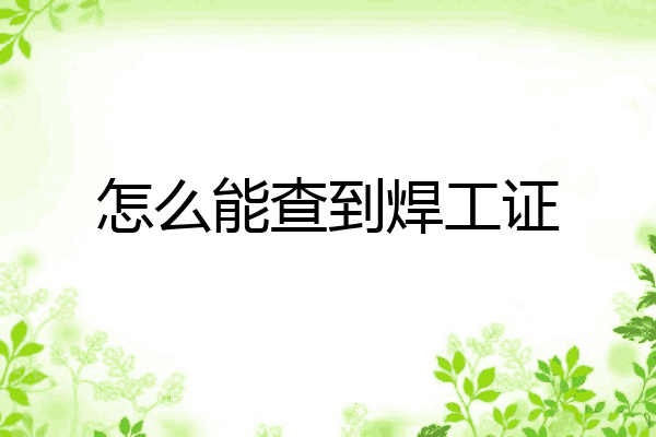怎么能查到焊工证