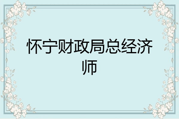 怀宁财政局总经济师