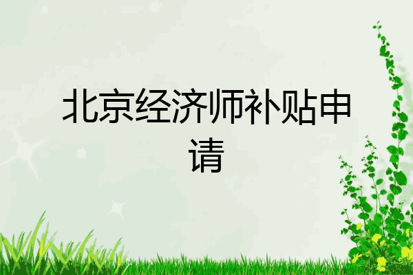 北京经济师补贴申请