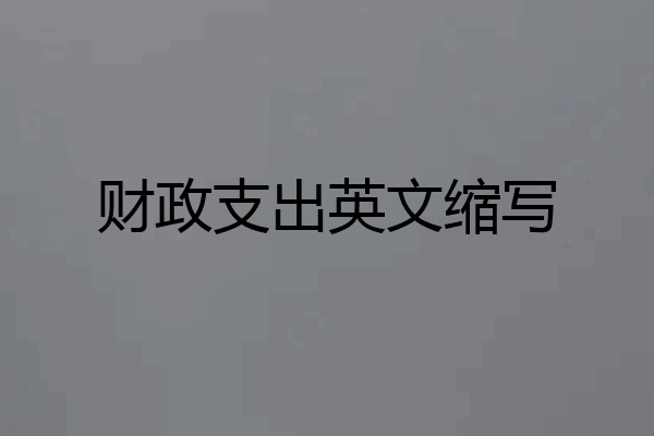 财政支出英文缩写