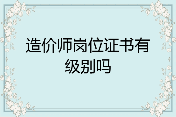 造价师岗位证书有级别吗