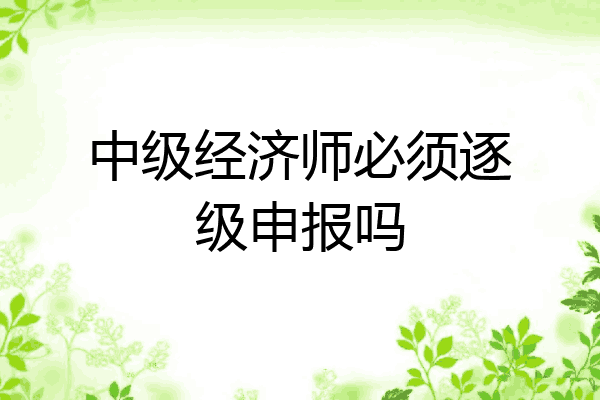 中级经济师必须逐级申报吗