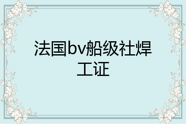 法国bv船级社焊工证