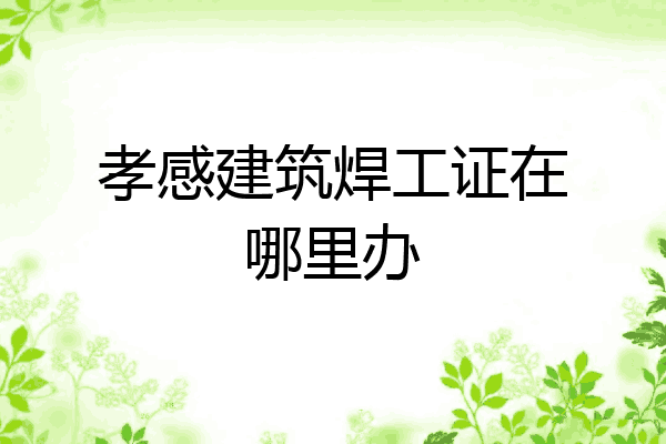孝感建筑焊工证在哪里办